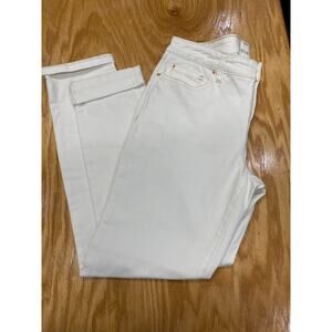 INC International Concepts Straight Jeans Womens 6/28 White Denim Mid Rise B61